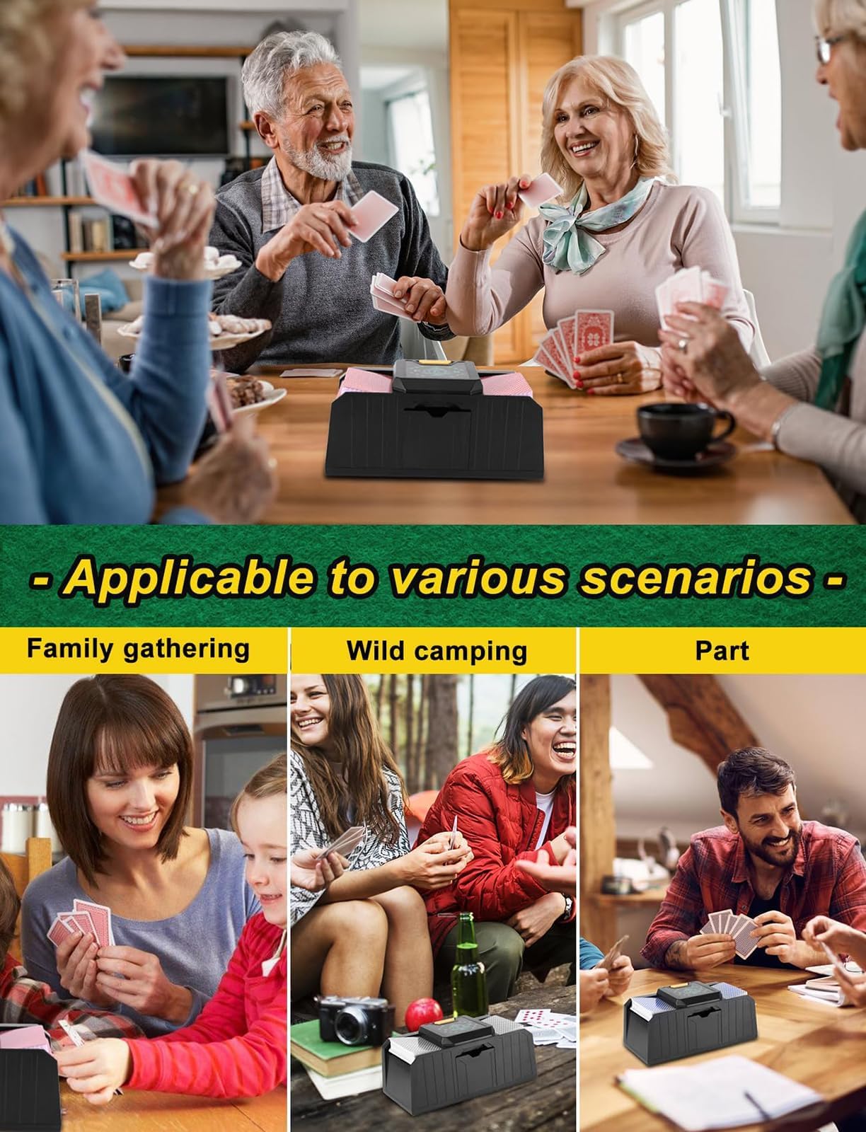 Shuffler de tarjeta automática, Máquina Shuffler de tarjetas de póker, 2 Método de fuente de alimentación, operación de una sola presión, máquina de baraja eléctrica de bajo ruido para póker, Uno