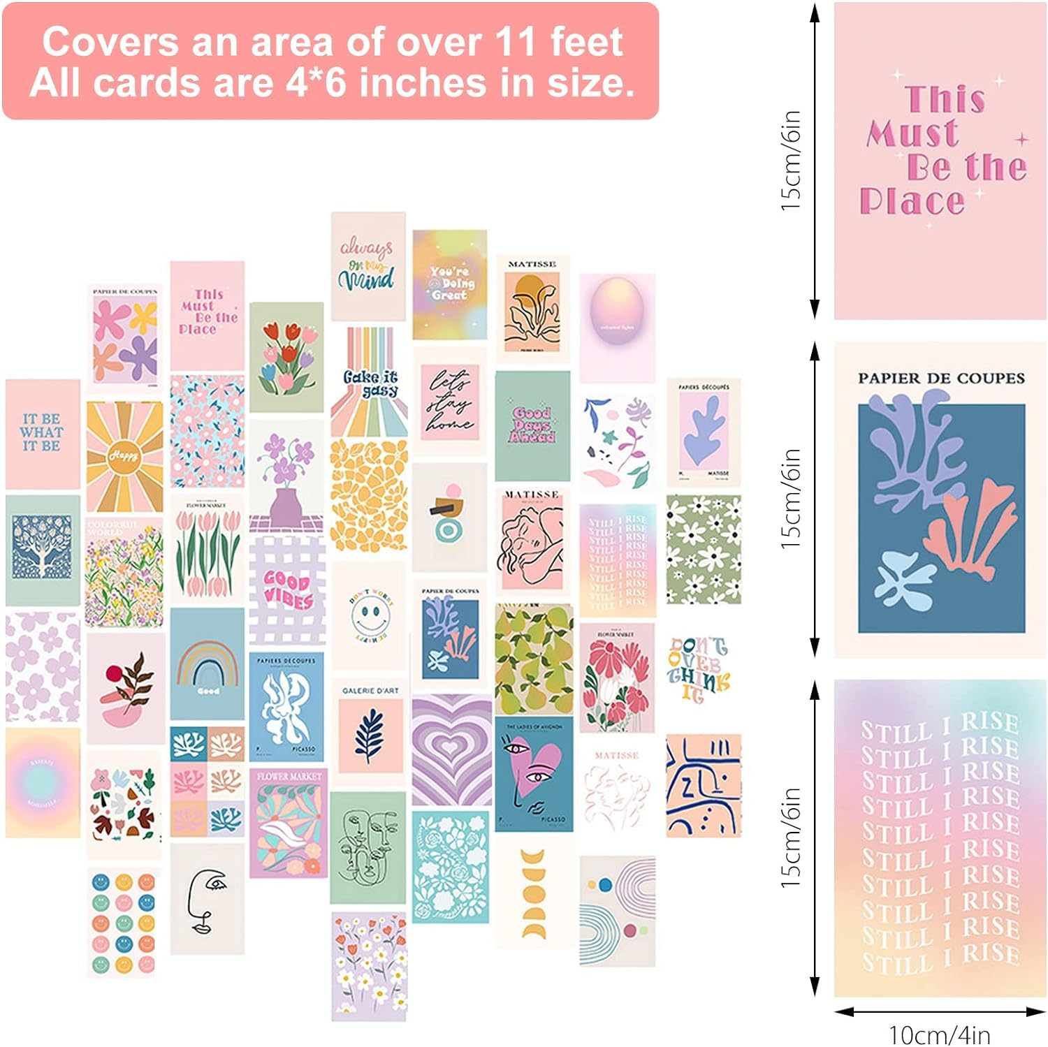 DAWRIS Preppy Aesthetic Room Decor for Teen Girls and Women 50pcs Danish Pastel Wall Posters for Bedroom Wall Collage Kit Aesthetic Pictures - Image 3