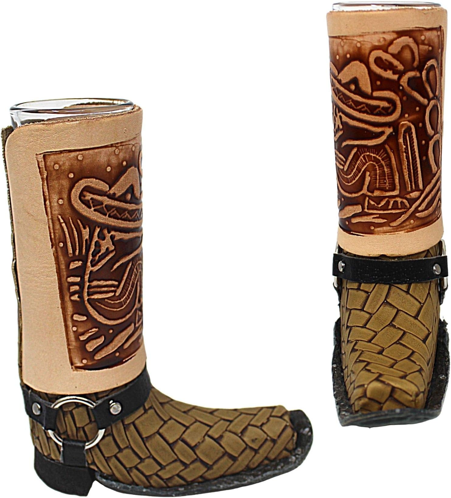 Amazon.com: Mexican Leather Mini Texan Boot Tequila Shot - Original ...