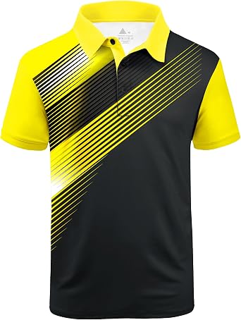 ZITY Mens Golf Shirt Short Sleeve Sport Moisture Wicking Performance Print Golf Polo Shirts for Men Collared Casual T-Shirt