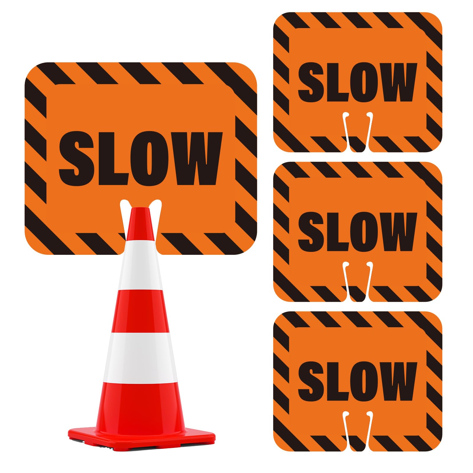 4pcs Slow Signs for Traffic Safety Cone 12.6x10.4" Waterproof
