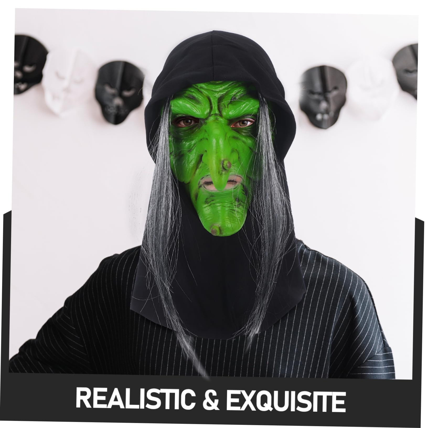 Yardwe 3 Maschera Strega Halloween Spaventosa Leggero per Cosplay e Feste Accessorio Costume Party Festival