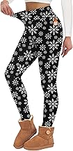 Alaroo Christmas Leggings for Women Fleece Lined Holiday Outfits Thermal Winter Clothes High Waisted Tummy Control Workout Yoga Pants Pajama 03 M