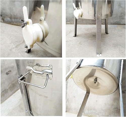 Miniatura 5 de DAZULI Extractor de miel de marco de 234, extracción eléctrica de apicultura de acero inoxidable, girador de tambor de panal con tapa transparente,