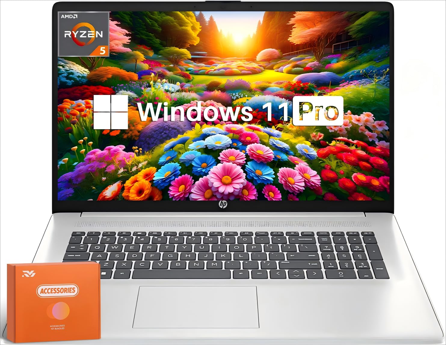 HP 17 Business Laptop, 17.3" HD+ Display, AMD Ryzen 5 7530U Processor, 32 GB RAM, 1 TB SSD, Wi-Fi 6, BrightView, Webcam, Windows 11 Pro, with Lifetime