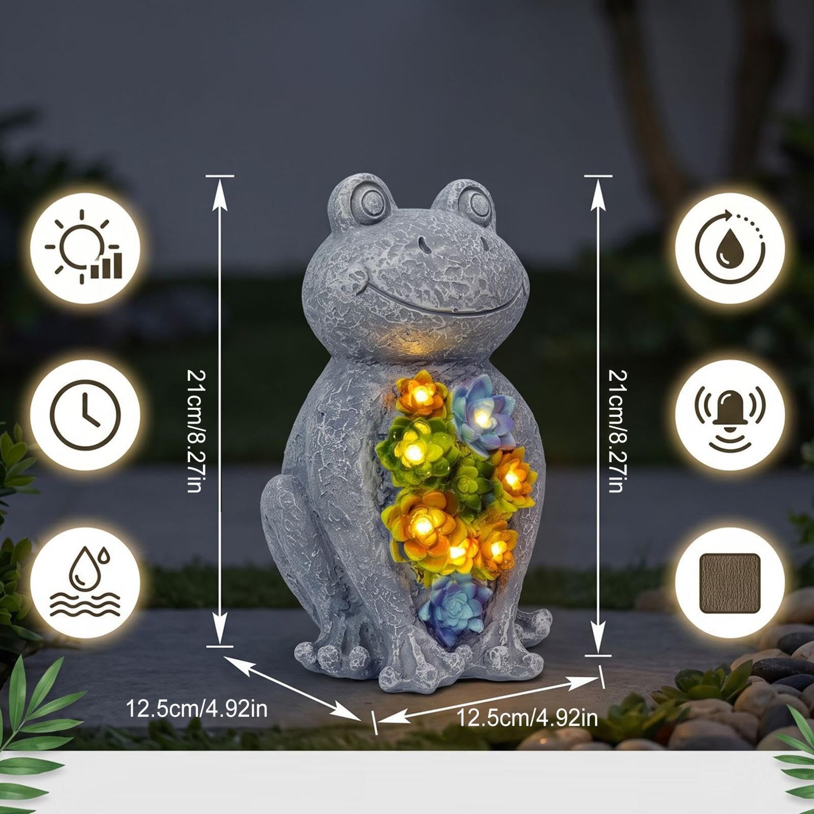 Solar Frogs - Statua da giardino solare | Simpatica statuetta decorativa