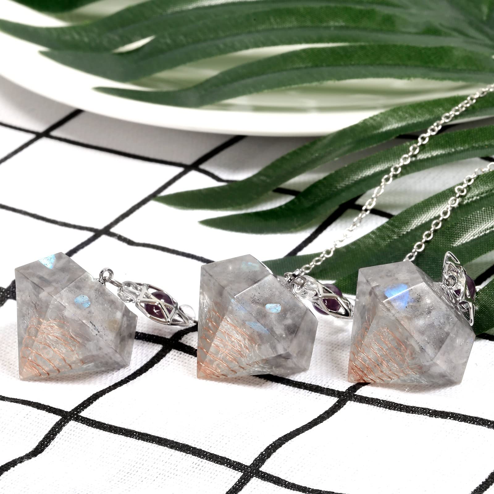 KYEYGWO Healing Crystal Point Pendulum with Dream Catcher and Star of David Necklace - Image 4