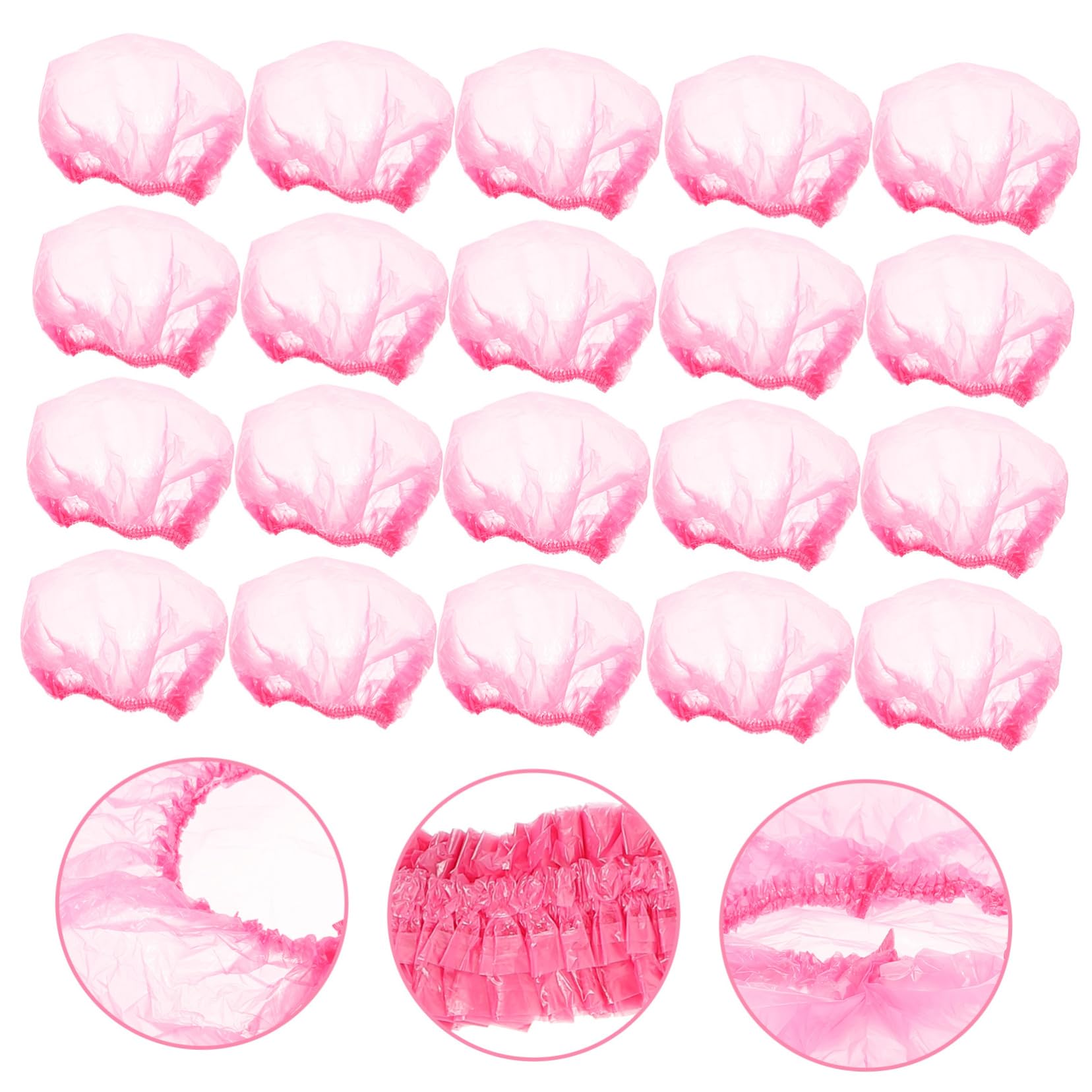 Baluue 500 Stück Große Duschhauben für Damen Elastisches Design Kunststoff Leicht für Spa und Kochen Rosa Einweg Badekappen