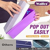 Vista 9 de Walfos Molde de silicona para jabón, molde rectangular flexible para pan viene con caja de madera, acero inoxidable ondulado + raspador recto