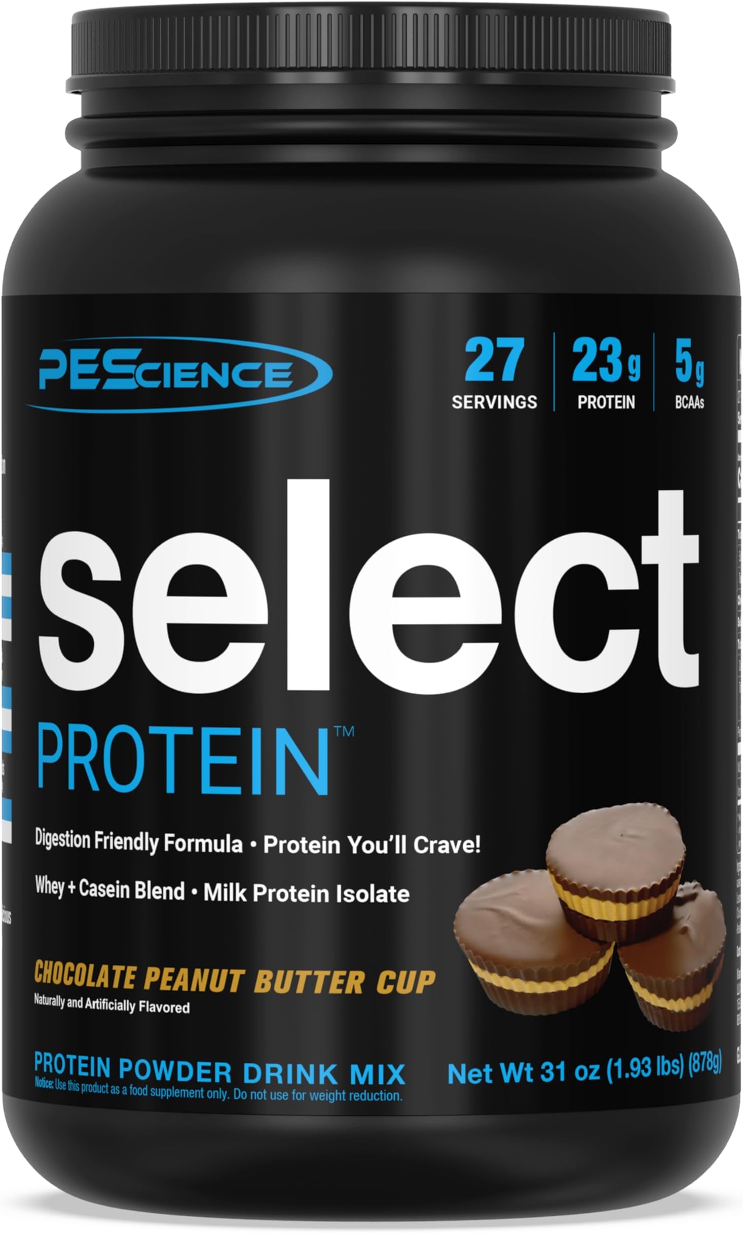 Select Protein Powder, Whey and Casein Blend, Lean Protein Powder for Women and Men, Low Calorie, Low Carb, Keto Friendly, Gluten Free, Chocolate Peanut Butter Cup - 27 Servings