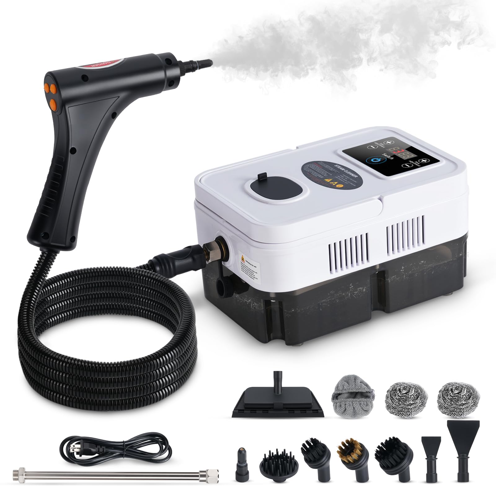 Steam Cleaner for Home Car 15s Fast Heat-Up 1 2L Large Tank 221 F High-Temp Portable Handheld Steamer