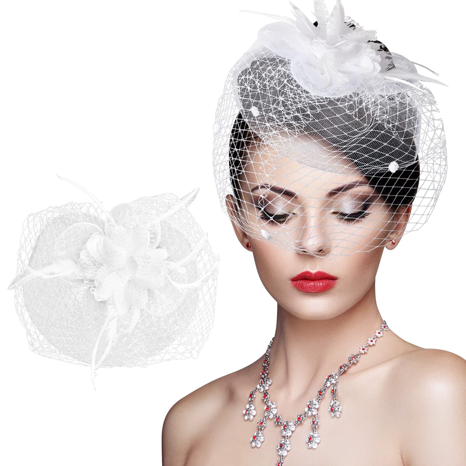Fascinator Con Fiore E Velo Retrò - Accessorio Elegante Per Matrimoni E Cocktail Party, Nero