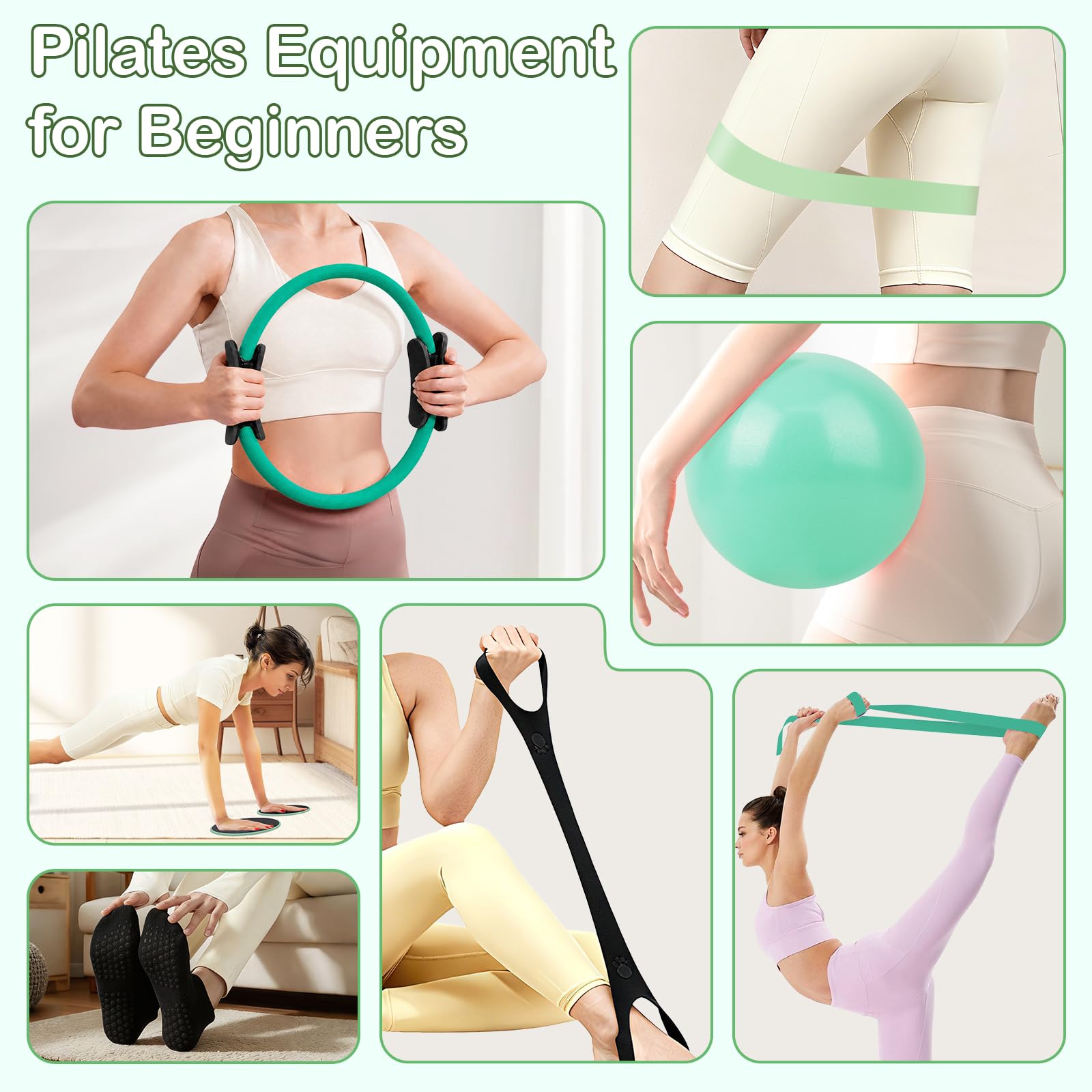 Hoedia Kit per Pilates da donna, attrezzatura per pilates con anello e | Anello per pilates, fasce di resistenza per palla da pilates, cinghia da yoga, cursori per core, calzini per allenamento a