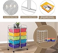 Vista 6 de RELAX4LIFE Rolling Storage Cart with 10 Drawers - Craft Storage Cart with Lockable Wheels,Utility Cart, Art Cart Organizer for Crafting Storage
