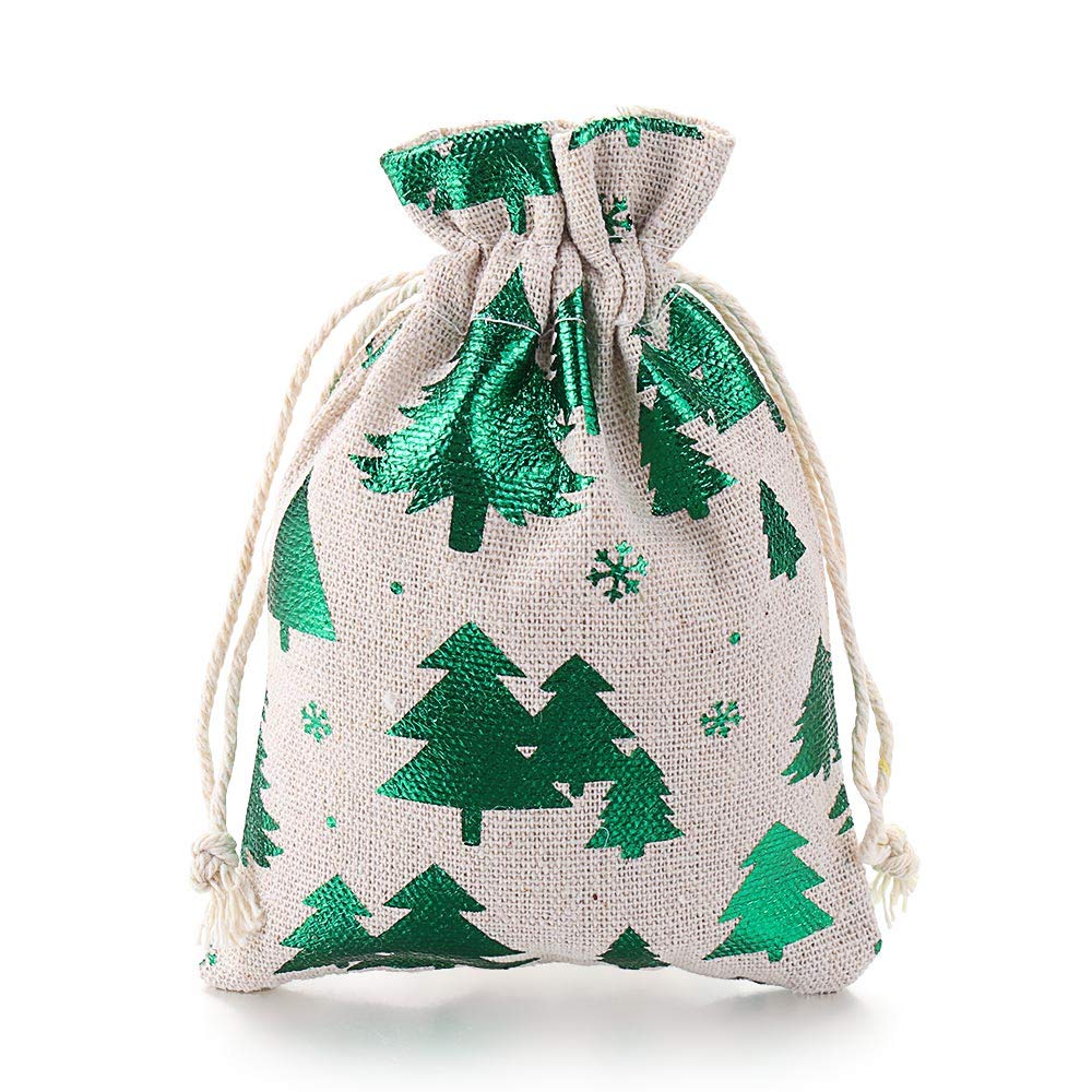 Aeromdale Vintage Natural Burlap Gift Candy Bags Christmas Wedding Party Favor Pouches Jute Gift Packaging Bag Merry Christmas - # C - 10pcs