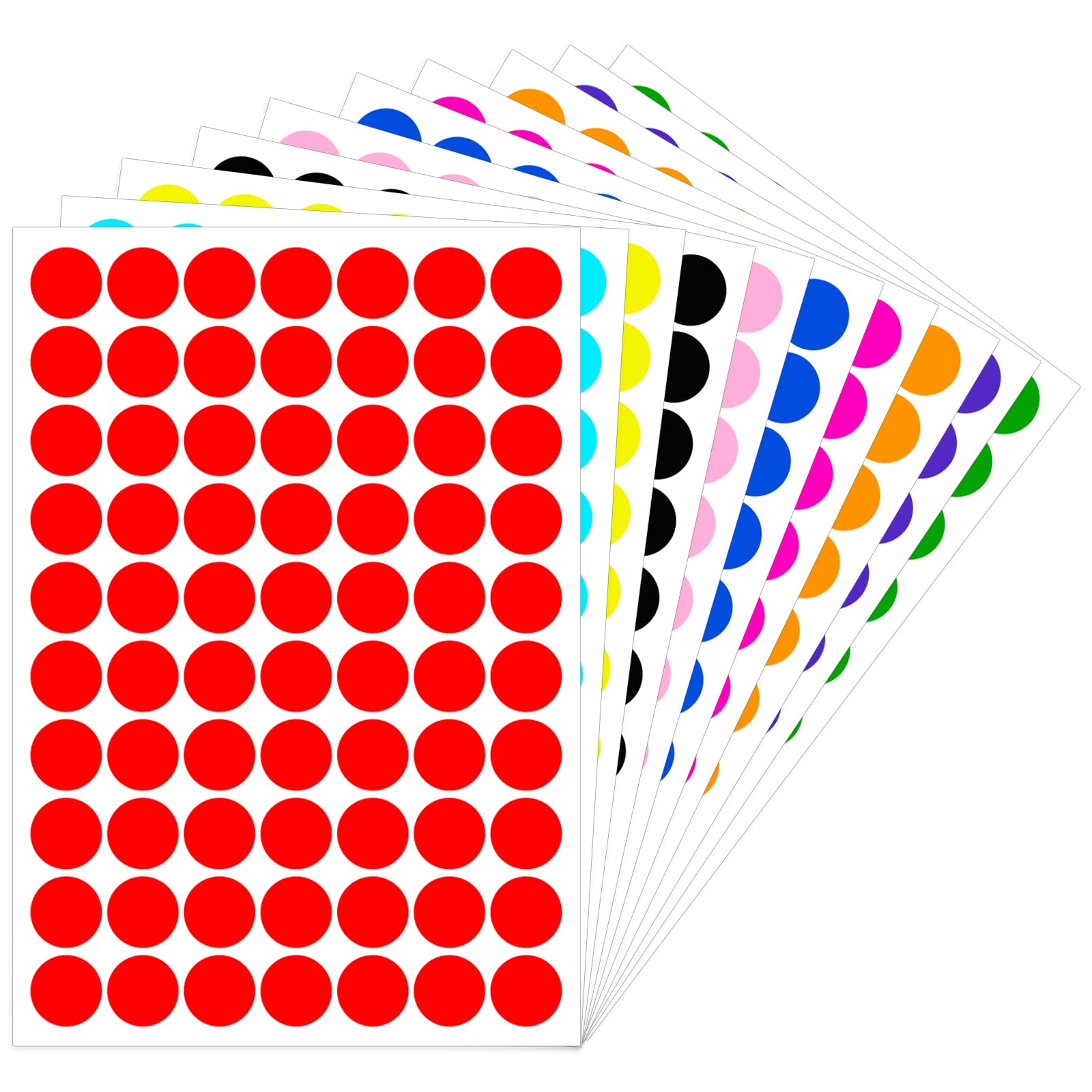 1 Inch Removable Color Dot Stickers 700 Pcs Waterproof Round Circle Labels Easy Peel Off for Boxes，Garage Yard Sale Stickers Price Tags Blank Label (Colored, 1 inch)