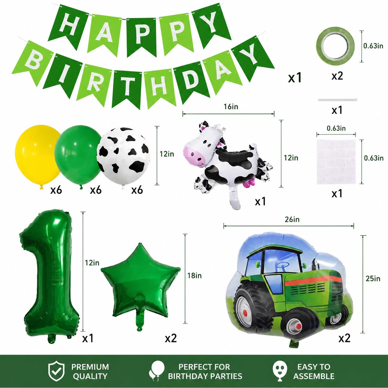 Kit di decorazioni per festa di compleanno con trattore agricolo, 28 pezzi
