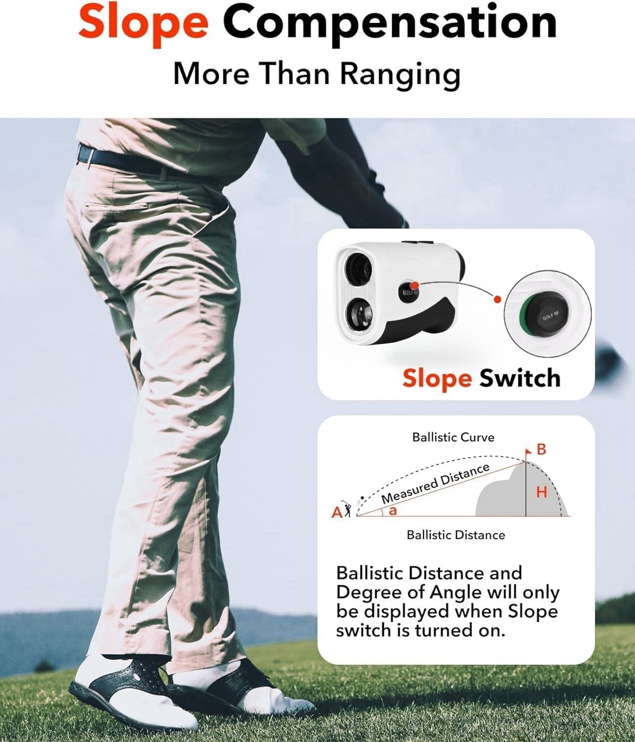 Golf Laser Entfernungsmesser 600M/1100M mit Slope-Schalter, Magnetstreifen, Entfernungsmesser 7X Vergrößerung, Turniermodus, Fast Flag-Lock mit Pulsvibration für Golf