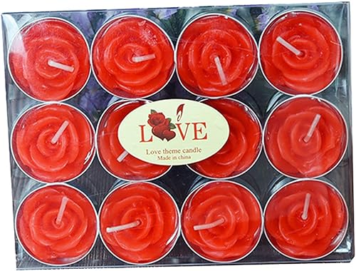 Velas de té para el día de San Valentín 12 piezas de pétalos de rosa artificiales regalos románticos para ella decoración del dormitorio del hogar