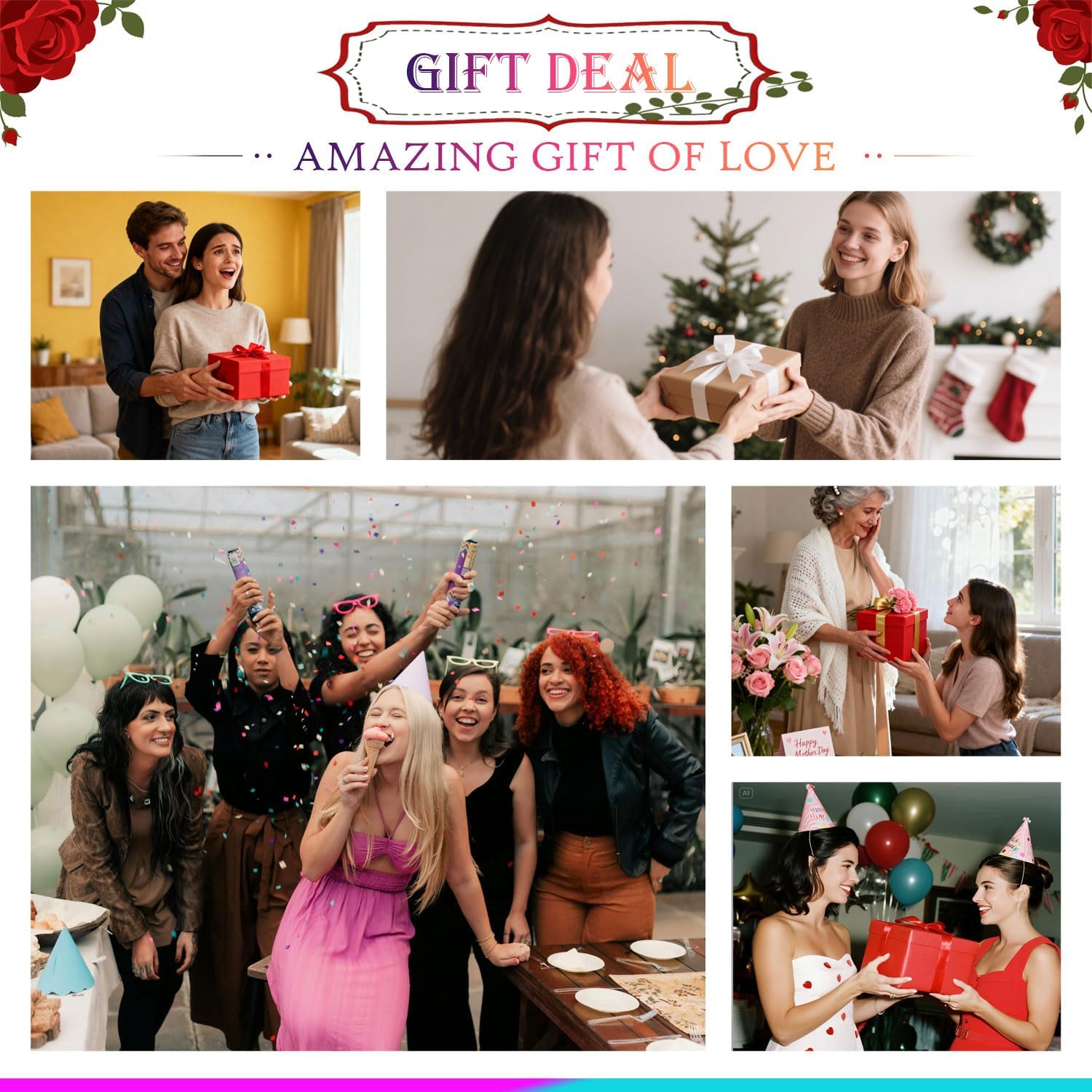 Crystal Colorful Roses Collectible Figurine,Valentines Gifts for Women Mom Girlfriend Wife Bouquet Figurines Artificial Glass Crysta Flowers, Mother's Day Birthday - Image 5