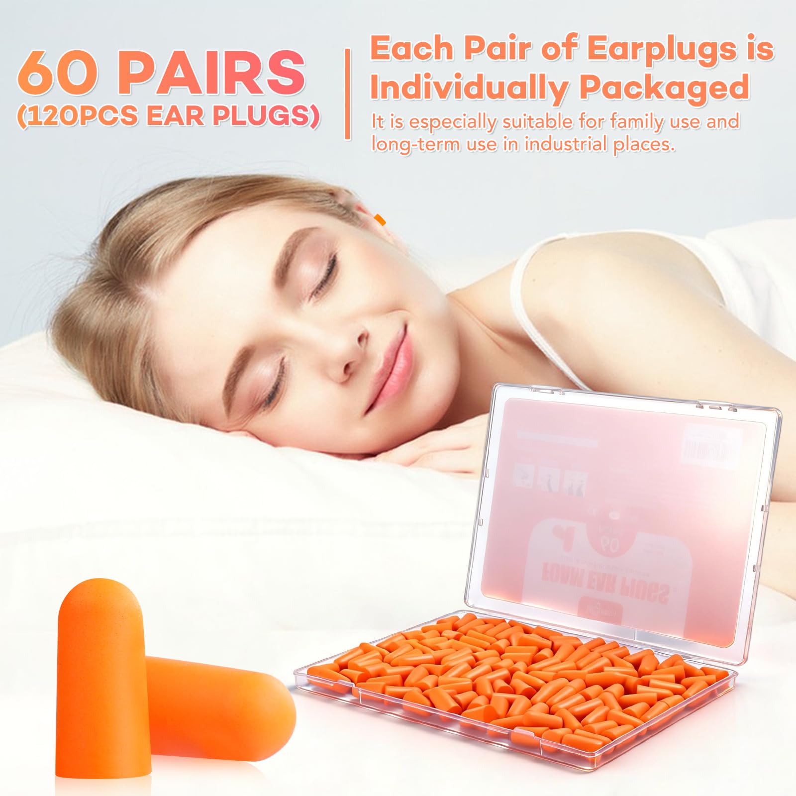 VOISEN Foam Ear Plugs - Noise Cancelling Sleep -4