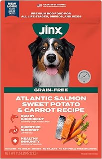Jinx Premium Grain-Free Dry Dog Food, for All Lifestages - Real Salmon, Sweet Potato & Carrot Kibble with Superfoods for Immune Support & Probiotics for Digestive Support - No Fillers - 11.5lb