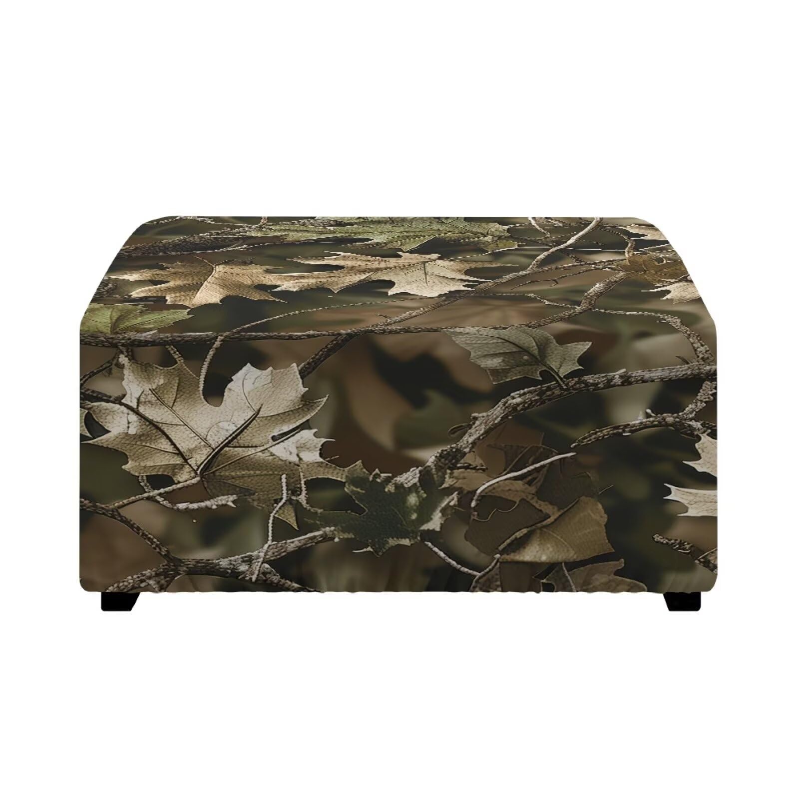 Xoenoiee Square Ottoman Cover Stretch Footrest Stool Cover for Storage Ottoman, Foot Stool Slipcover Furniture Protector with Nonslip Elastic Bottom, Forest Camouflage, Small