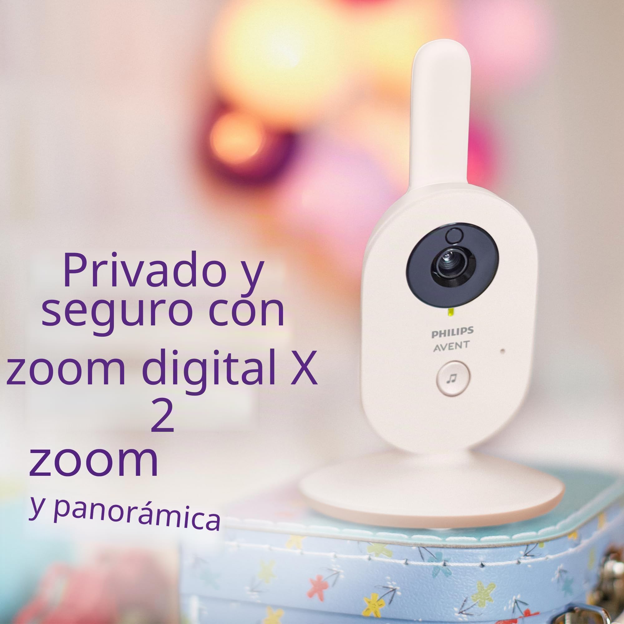 Philips Avent Monitor avanzado de Video para bebé, Monitor Privado y Seguro con cámara y Audio en Color Crema Coral, Pantalla de 2.8 Pulgadas (7.1 cm), Zoom x2, visión Nocturna, Audio de 2 vías