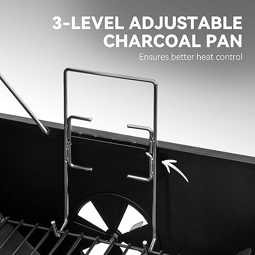 Miniatura 8 de Royal Gourmet CC2024 - Parrilla de barril de carbón de 24 pulgadas con estante de calentamiento, parrilla de barbacoa al aire libre con estantes