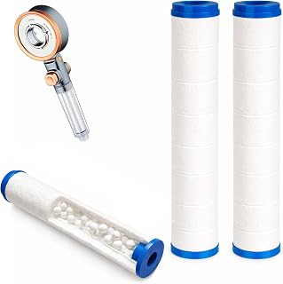 Pack de 2 Filtros para Alcachofa Ducha Alta Presión | Filtros de algodón PP y Perlas de Sulfito de Calcio | Elimina Impurezas y Cloro del Agua. Pack de 2 Unidades