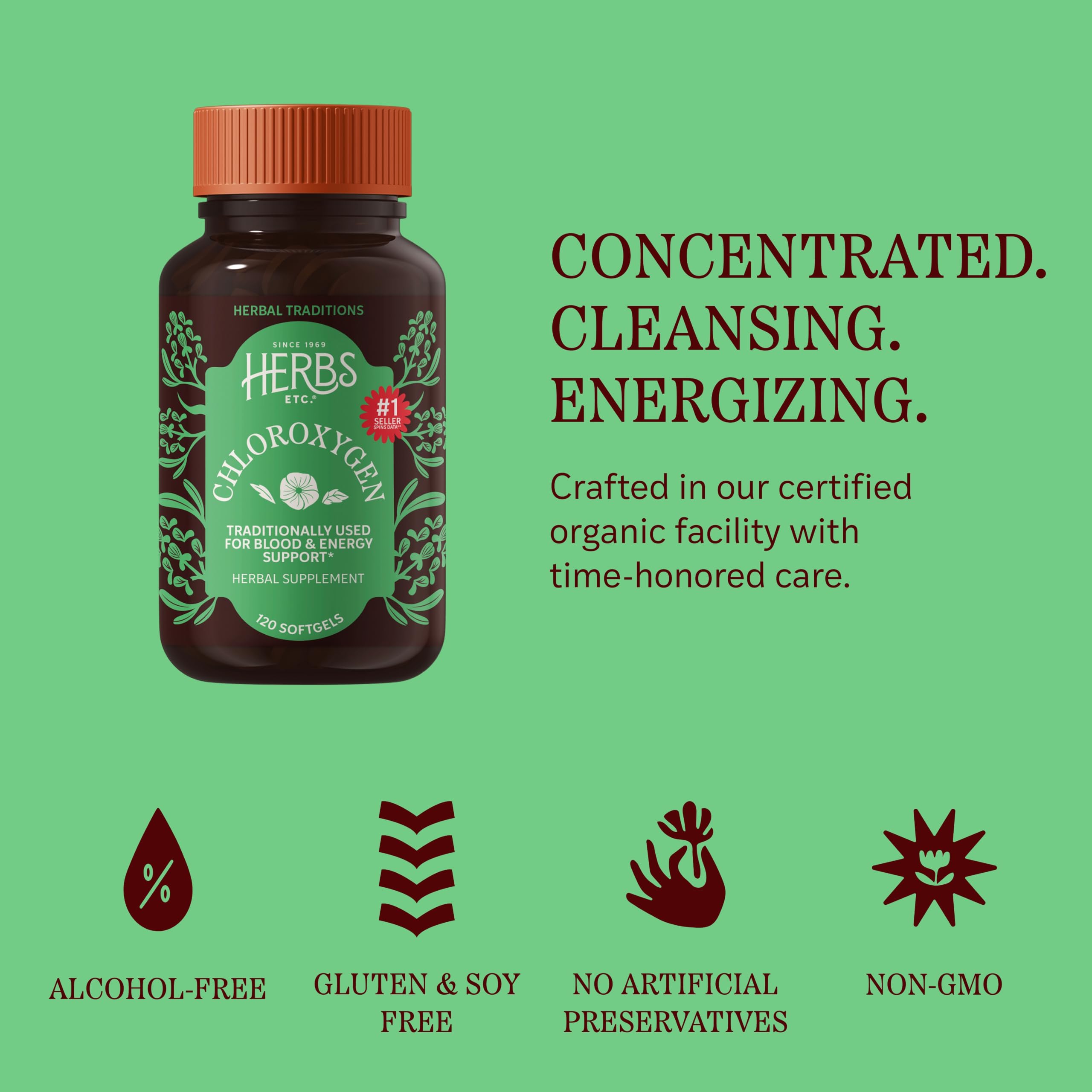 Herbs, Etc. ChlorOxygen Chlorophyll Concentrate Softgels, 120 Count — Amazon image 6