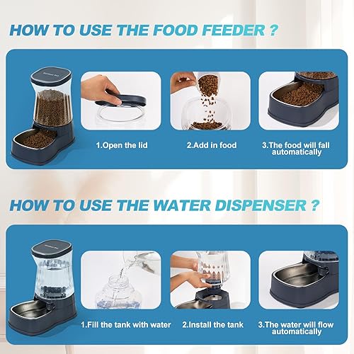 Miniatura 5 de Gardner Pet - Dispensador automático de agua por gravedad para perros, bebedero y alimentador de acero inoxidable, 100% libre de BPA, tazones de