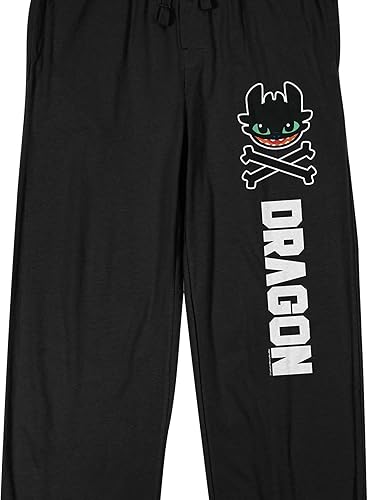 Miniatura 2 de Cómo entrenar a tu dragón sin dientes y crossbones pantalones de dormir negros para hombre