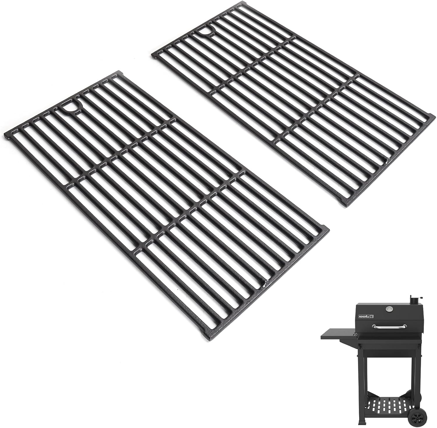Grill Grates for Nexgrill 810-0025 Charcoal Barrel Grill Replacement Parts, Cast Iron Cooking Grate for Charbroil 463724514 463714514 463724511 463724512 FDDUO1024 Deluxe Charcoal Accessories