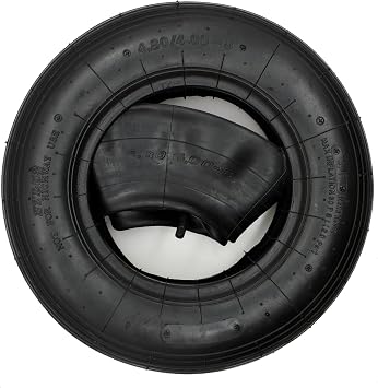 4.80/4.00-8 Tire and Inner Tube 1 Set by Air Filled, 4PR and max 30 PIS 2BAR, with TR13 Strainght Valve Stem, Fits 8-Inch Wheel/Rim, work for Wheelbarrow Hand Truck Tool Cart Garden Carts