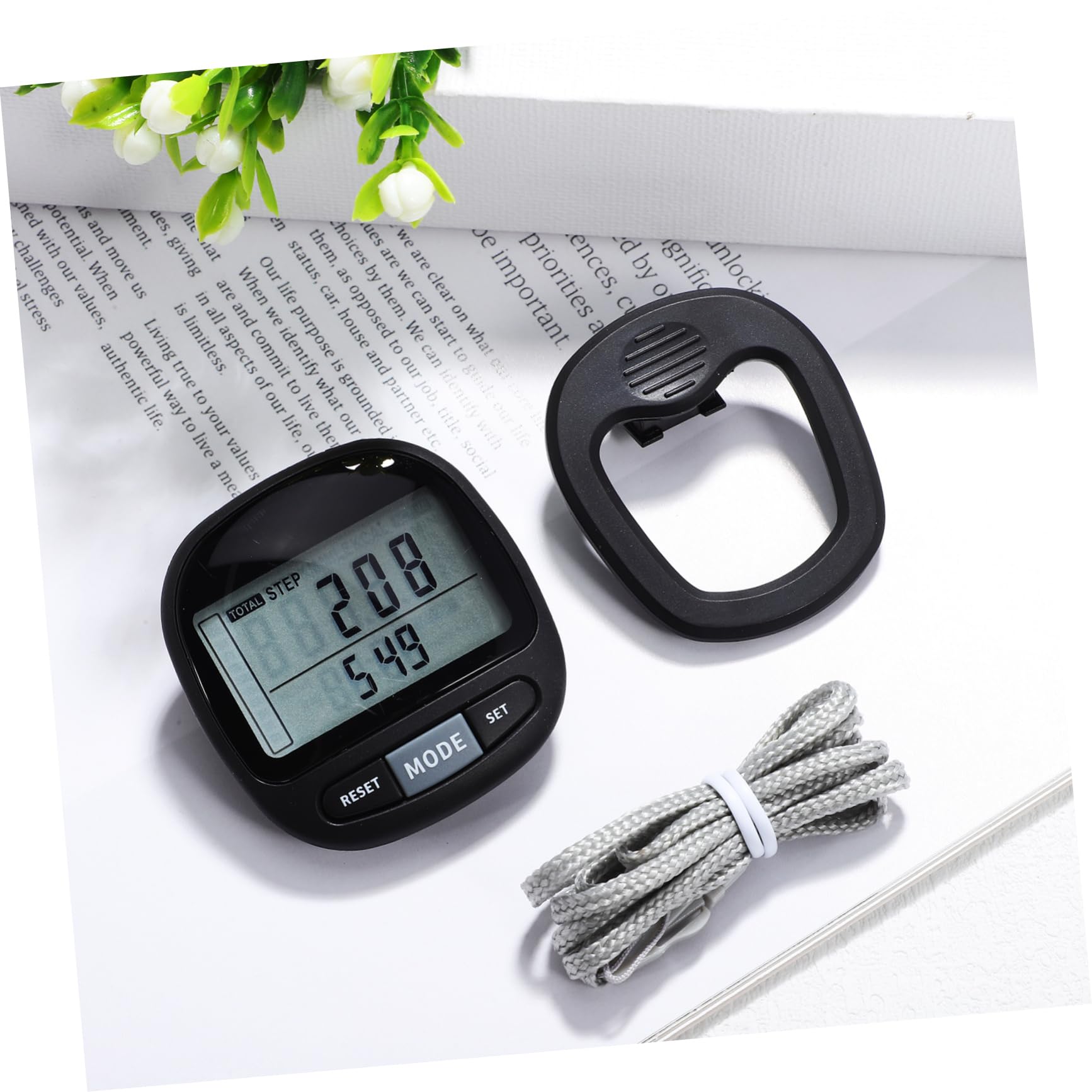WOONEKY Reusable Pedometer Step Counter for Seniors Clip Pedometer Easy to Read Simple Operation