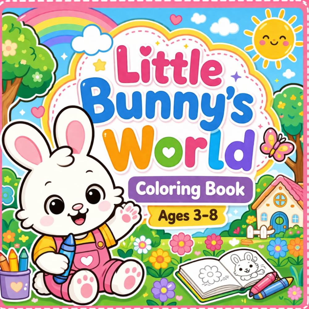 Little Bunny's World Coloring Book: Cute and Easy Coloring Book for Kids Ages 3–8