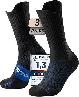 Mens Bamboo Viscose Crew Compression Running Socks Athletic Hiking Cushioned Moisture Wicking Anti-Blister Seamless
