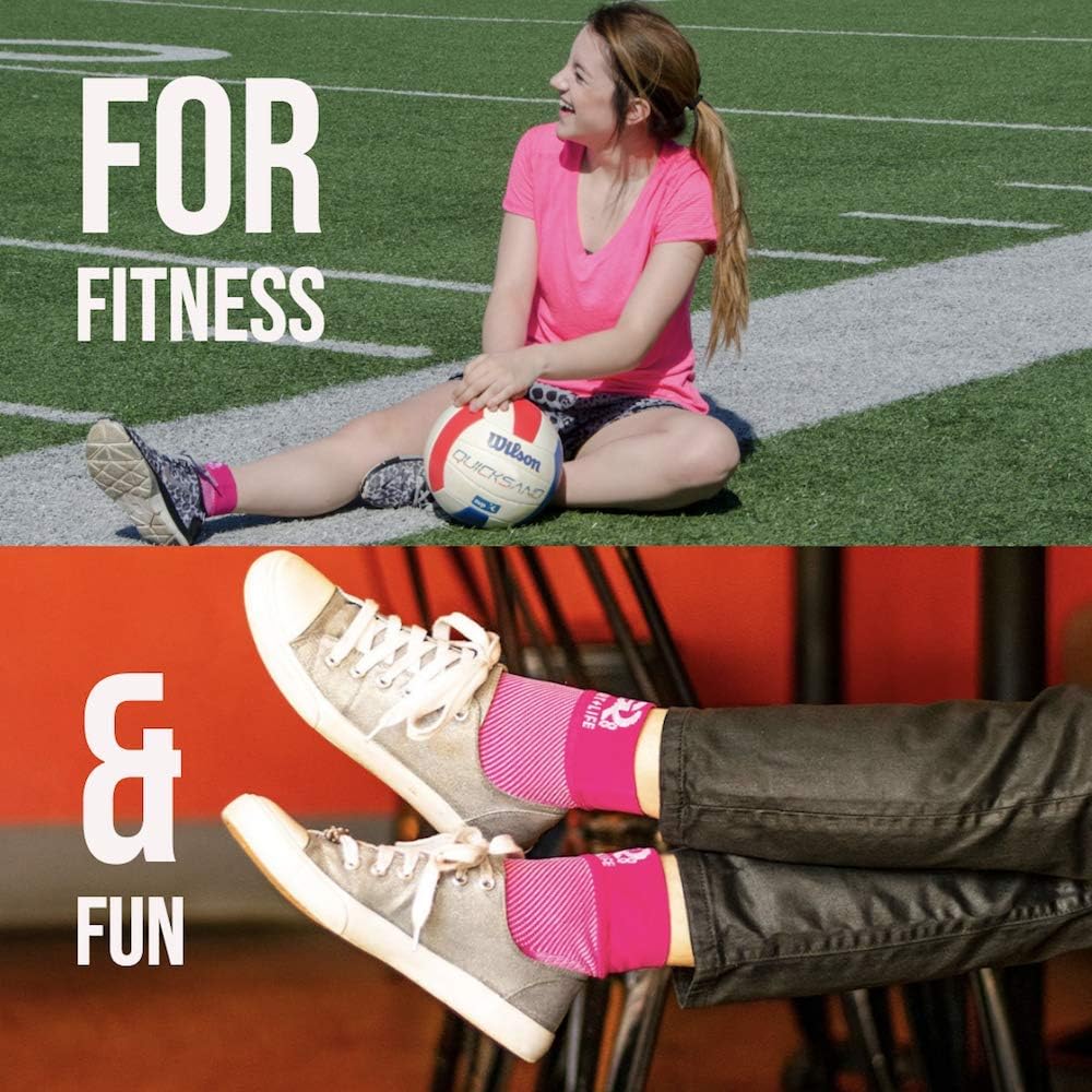 Go2Socks Go2 Arch Compression Support Sleeves for Ankle Heel Spur Relief, Gout, Neuropathy, Sports Injury, Men & Women Relief Socks (Light Pink, Large)