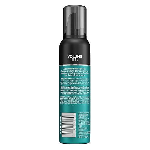 Miniatura 2 de John Frieda Espuma batida Volume Lift Air, espuma voluminizadora para el cabello con tecnología Air-Silk para cabello fino o plano, añade cuerpo