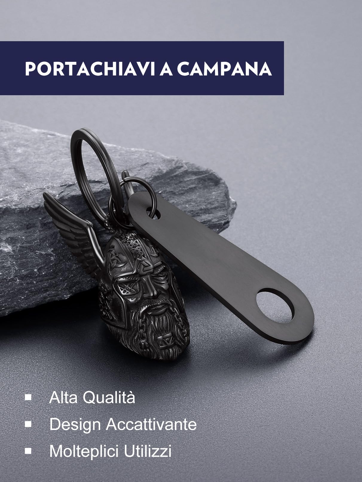 Bandmax Portachiavi per moto, campana in acciaio inox, portachiavi per motociclisti