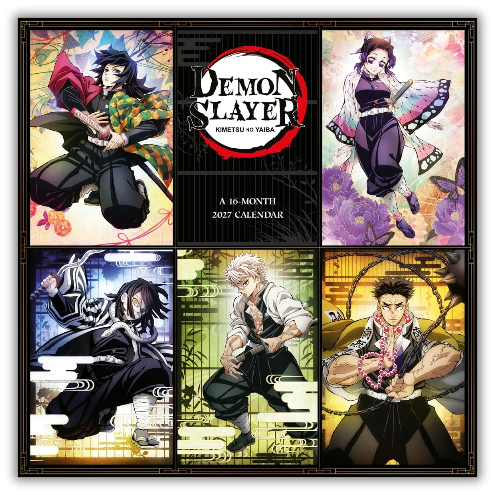 Demon Slayer: Kimetsu no Yaiba 2027 Square Wall Calendar Official Licensed Anime Calendar, Monthly Grid Layout, Iconic Artwork Featuring Tanjiro, Nezuko & Hashira, Large Square Format, Gift for Fans