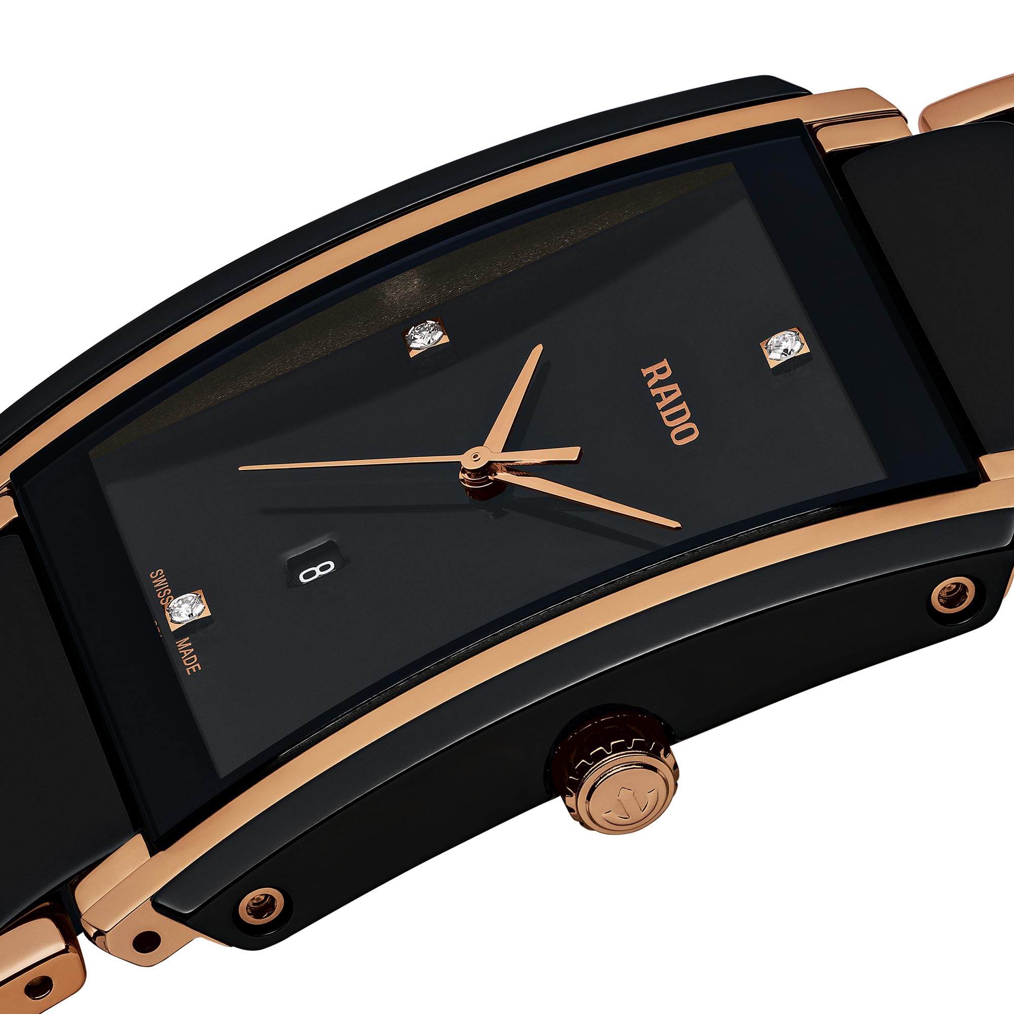 Rado Orologio analogico al quarzo con quadrante nero e cinturino in ceramica bicolore con diamanti integrali per uomo R20207712, nero, bracciale
