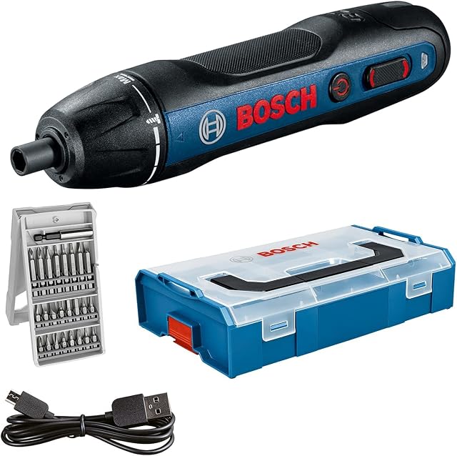 Bosch Professional Cordless Screwdriver Bosch GO (incl. 25-Piece Bit Set, USB Charging Cable, L-BOXX Mini) Amazon Exclusive Set