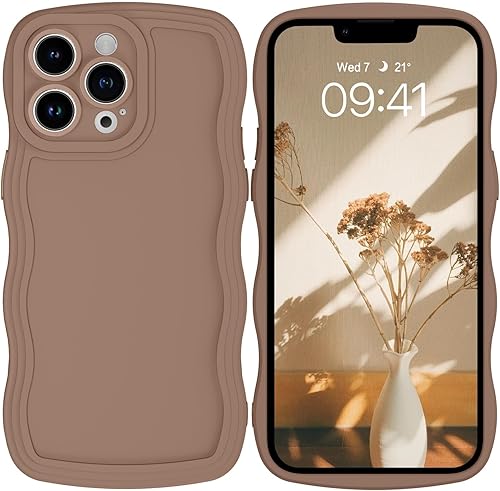 GUAGUA Funda para iPhone 13 Pro de 6.1 pulgadas, funda ondulada para iPhone 13 Pro, bonito diseño de forma de onda rizada, TPU híbrido suave, a