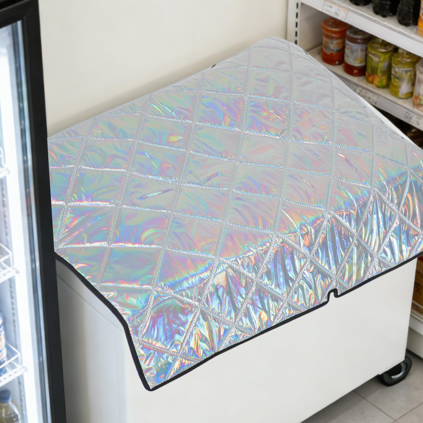 DECHOUS Wetterfeste Außenschutz Thermoabdeckung 100 x 100 cm für Gefrierschrank und Kühlschrank, doppelseitig isoliert, kratzresistent, Polyester, passt für Indoor und Outdoor Bereich,