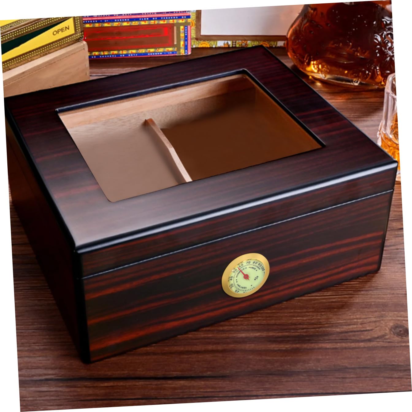 CHILDWEET Mechanical Round Hygrometer Gauge for Cigar Humidor Box and Guitar Case Analog Humidity with High Precision Small Lightweight Design for Cigar Enthusiasts and Indoor Humidity