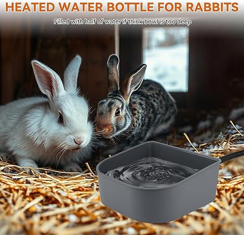 Miniatura 9 de Billionchains Cuenco de agua calentado para perros para exteriores, tazón de agua sin congelar, calentador de agua para mascotas con cable