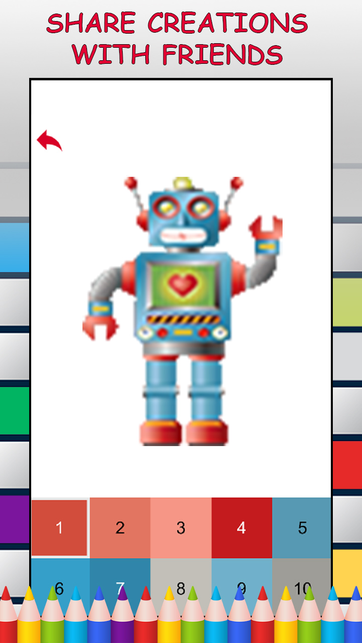 Robots Color by Number - Free Pixel Art Game - Coloring Book Pages ...