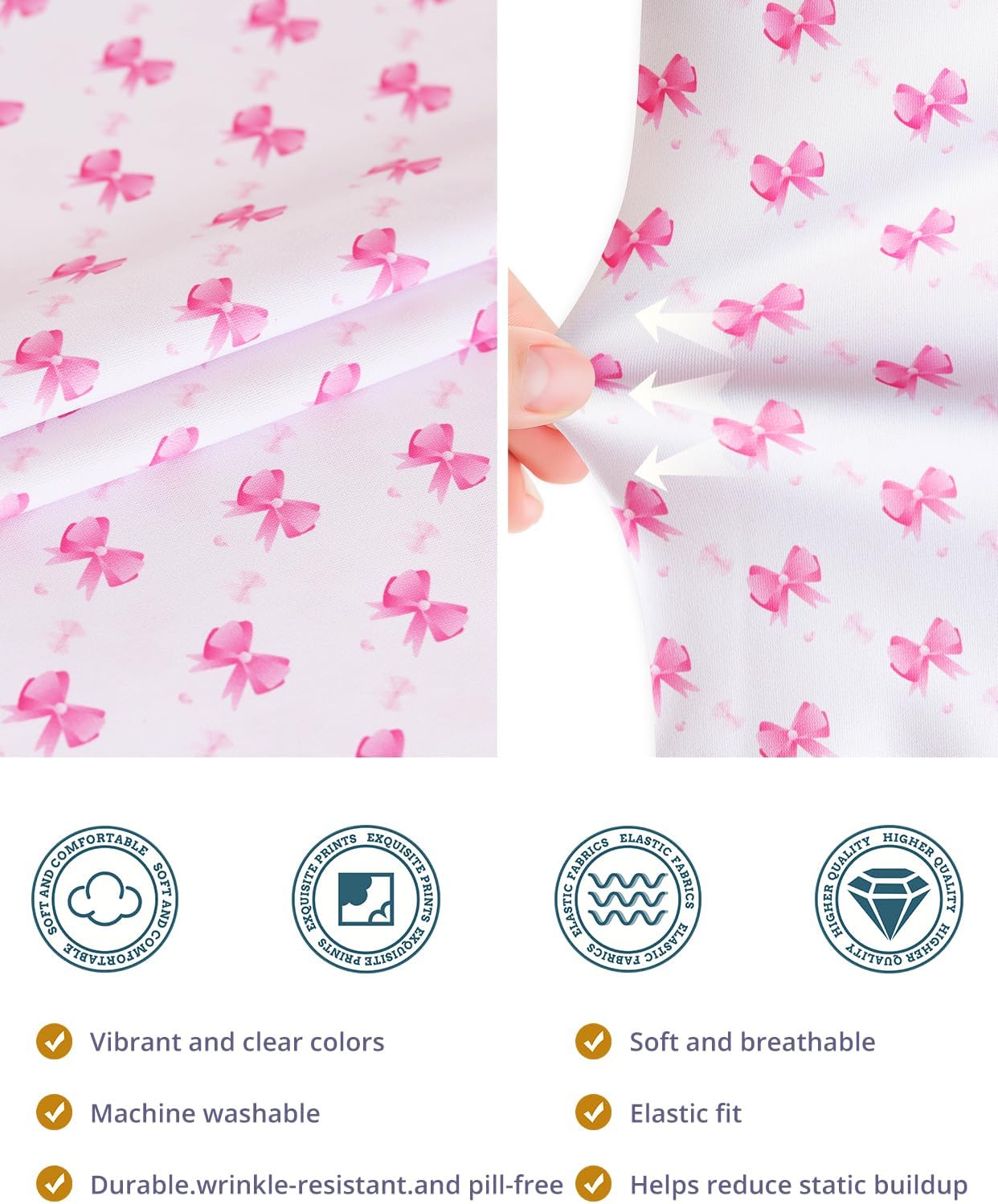 Pink Bow Double-Sided Printed Scrub Caps for Women with Buttons, Adjustable Helps Reduce Static Buildup Medical Hats, Breathable Surgical Caps with Sweatband for Long Hours